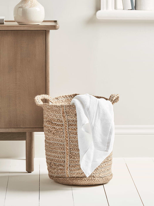 Metallic Striped Jute Storage Bag