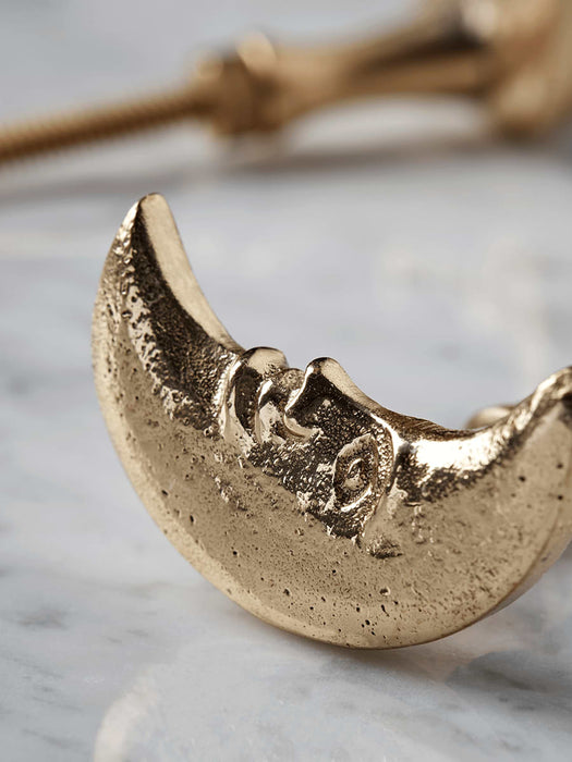 Two Solid Brass Crescent Moon Knobs