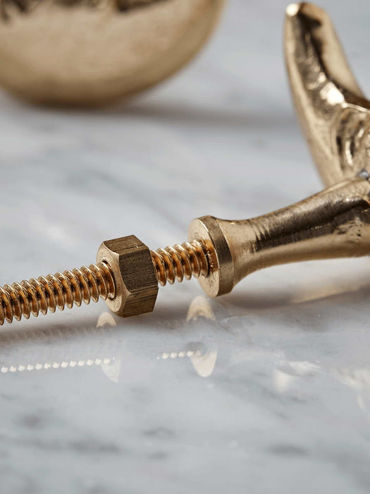 Two Solid Brass Crescent Moon Knobs