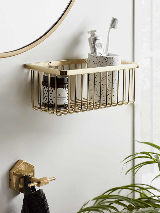 Wall Mounted Wire Basket - Gold