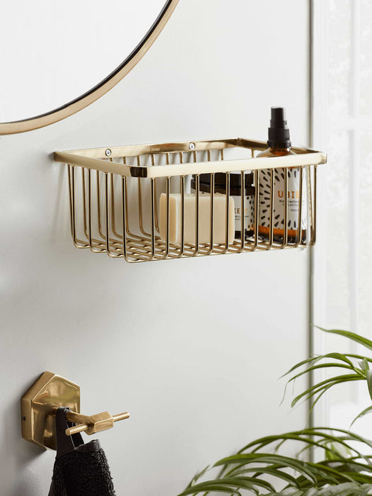 Wall Mounted Wire Basket - Gold