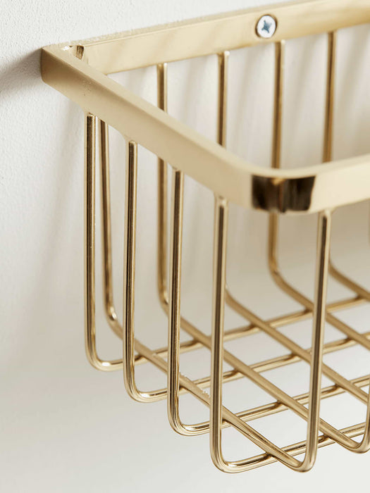 Wall Mounted Wire Basket - Gold