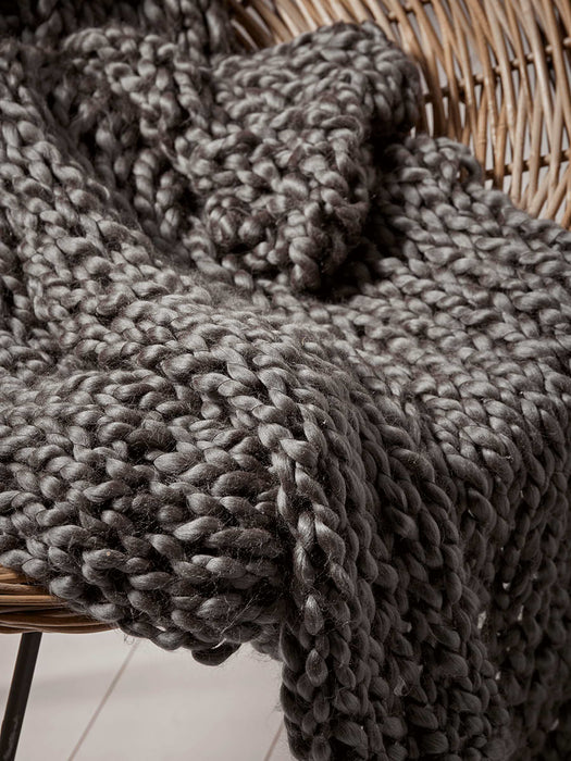 Chunky Knit Throw - Charcoal