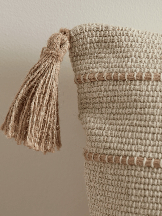 Striped Tasselled Cushion - Blue