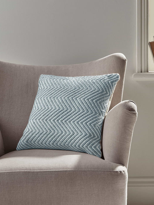 Indoor Outdoor Herringbone Cushion - Soft Blue