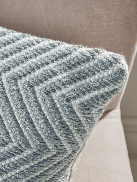 Indoor Outdoor Herringbone Cushion - Soft Blue