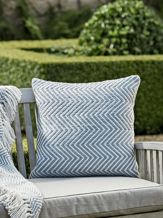 Indoor Outdoor Herringbone Cushion - Soft Blue