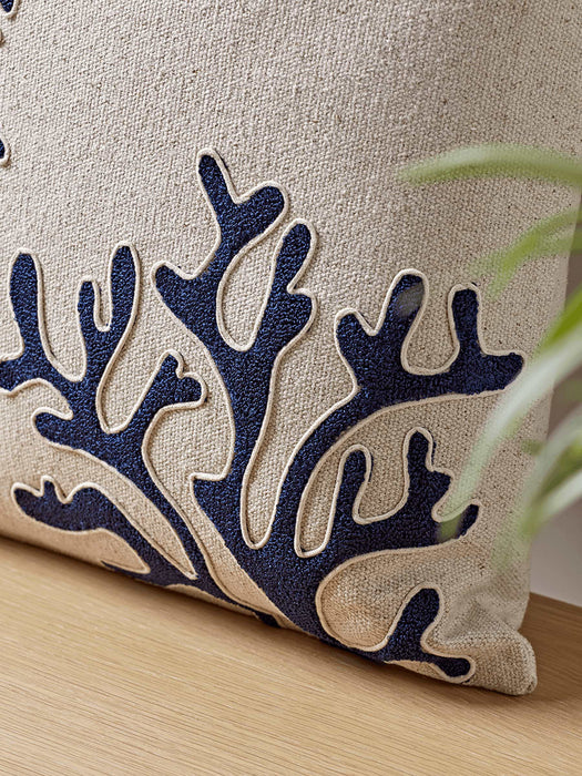 Embroidered Coral Cushion Cover