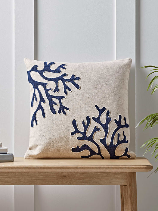 Embroidered Coral Cushion Cover