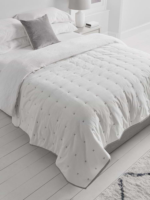 Lightweight Cross Stitch Bedspread - White