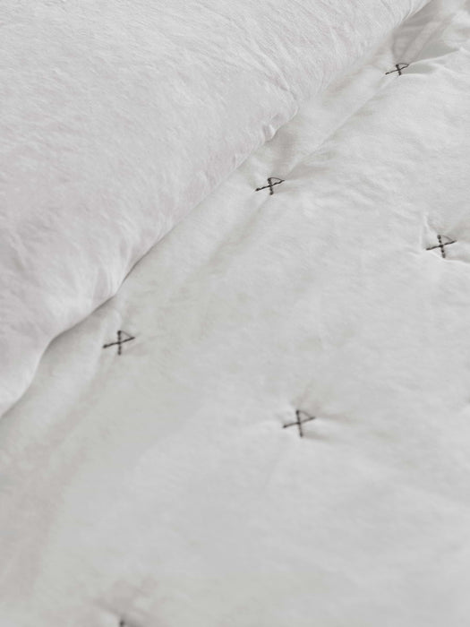 Lightweight Cross Stitch Bedspread - White