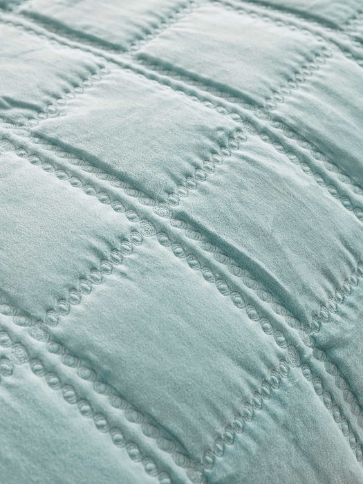 Lightweight Velvet & Cotton Bedspread - Soft Blue