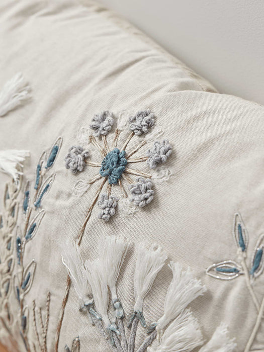 Embroidered Flowers Cushion