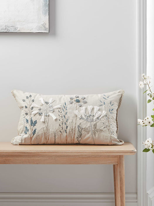 Embroidered Flowers Cushion