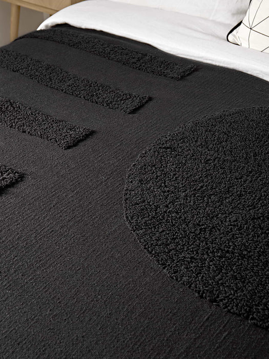Textured Sun Double Bedspread - Black