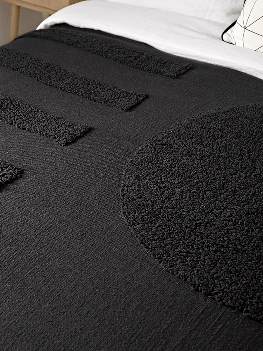 Textured Sun Double Bedspread - Black