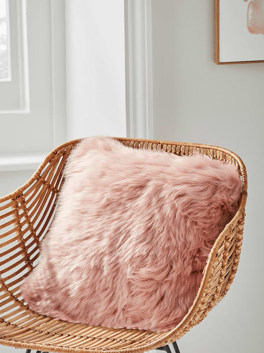 Sumptuous Sheepskin & Suede Cushion - Blush