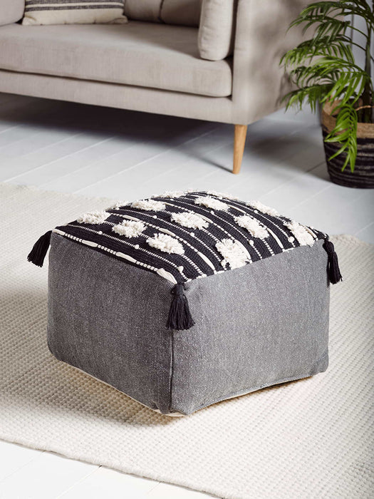 Black Tufted Pouffe