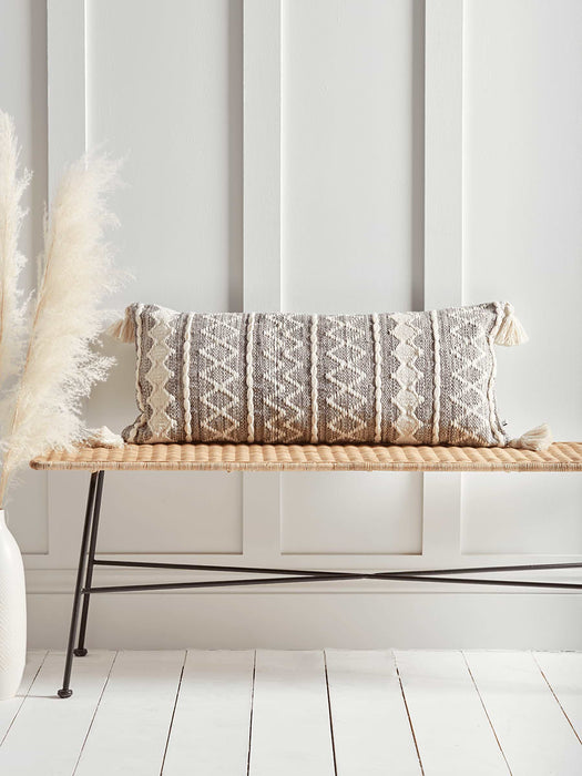 Grey Chevron Tasselled Cushion