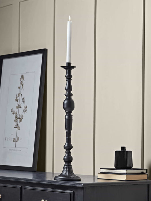 Black Metal Dinner Candle Holder - Large