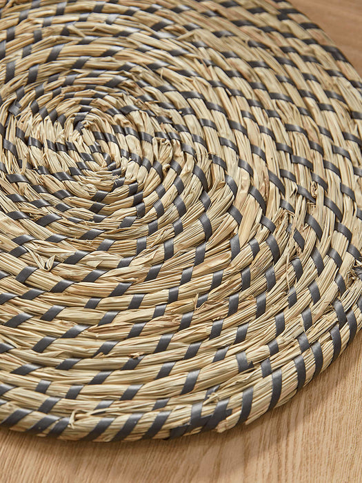 Four Round Seagrass Placemat - Black