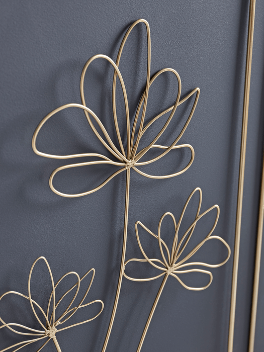 Four Gold Wire Flower Panels