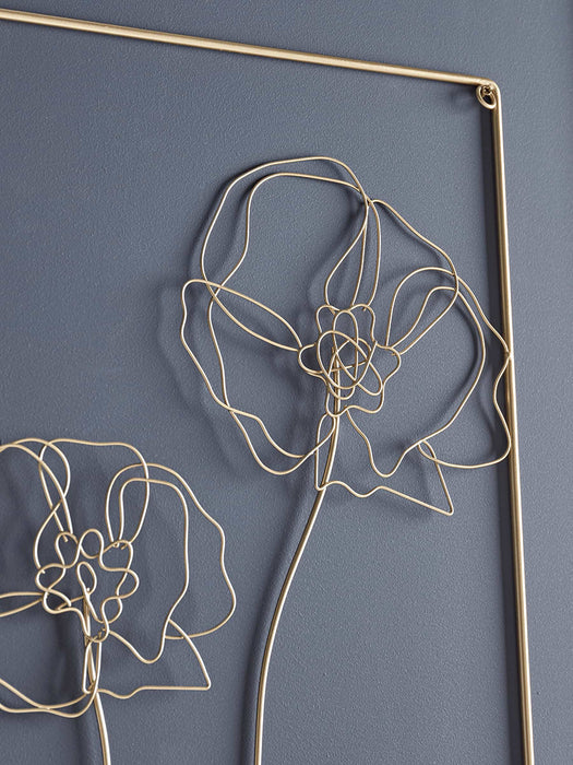 Four Gold Wire Flower Panels