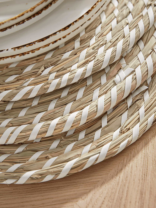 Four Round Seagrass Placemats - White