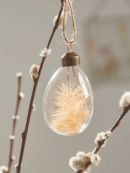 Six Dried Flower Glass Baubles