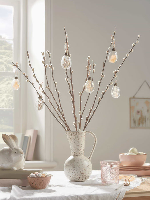 Six Dried Flower Glass Baubles