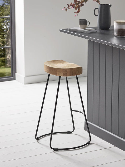 Weathered Oak & Metal Counter Stool