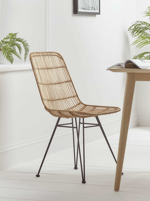 Flat Rattan Dining Chair - Natural