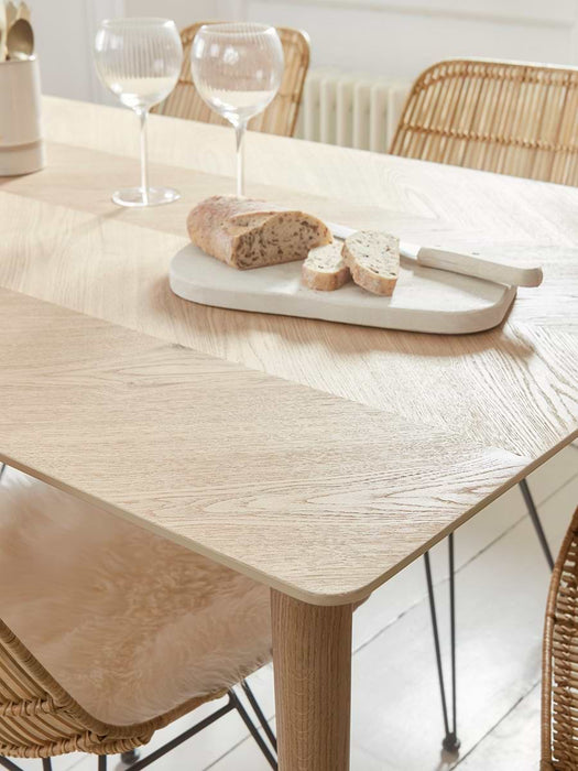 Chevron Oak Rectangle Dining Table - 6 Seater