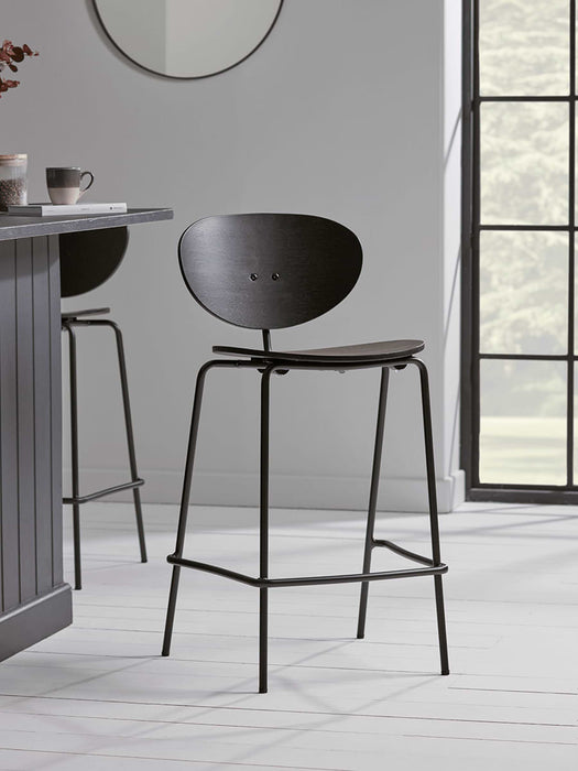 Two High Back Counter Stools - Black