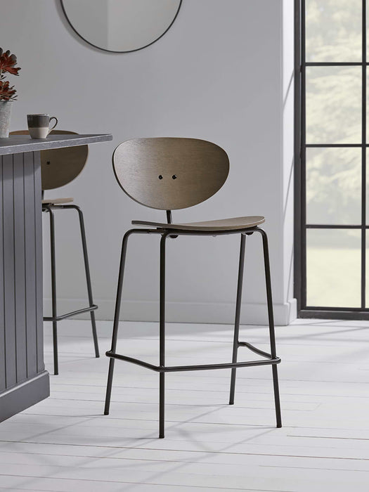 Two High Back Counter Stools - Grey
