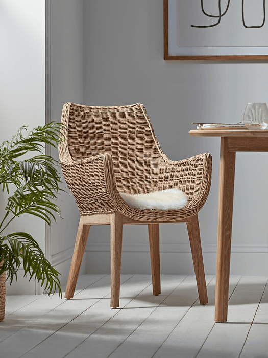 Round Rattan Carver Chair