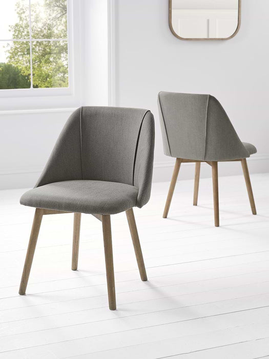 Two Upholstered Dining Chairs - Grey