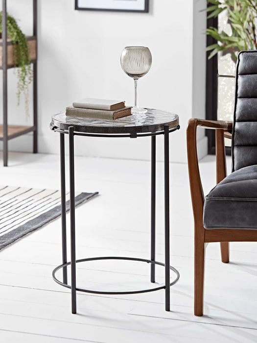 Round Glass Topped Side Table