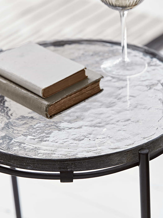 Round Glass Topped Side Table