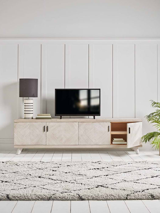 Limewashed Parquet Media Unit