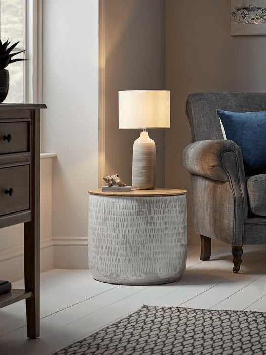 Two Enamelled Storage Tables - Taupe