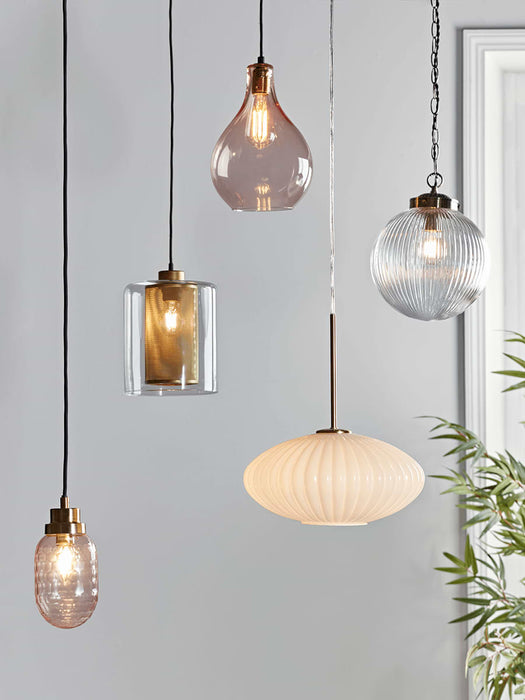 Glass & Brass Mesh Pendant