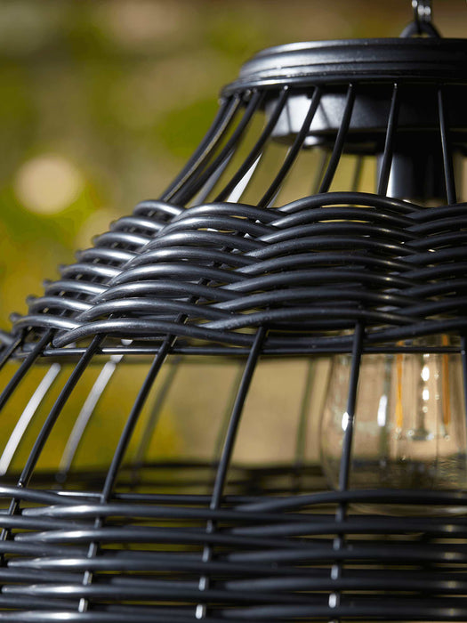 Solar Black Wicker Pendant