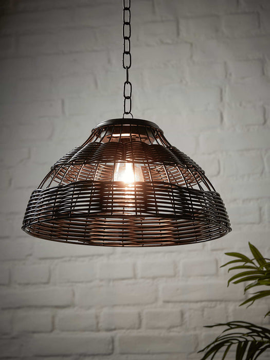 Solar Black Wicker Pendant