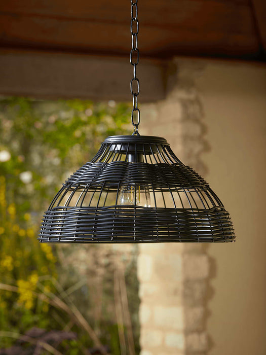 Solar Black Wicker Pendant