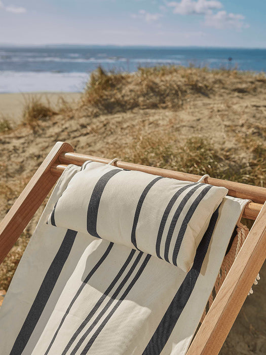 Fringed Deck Chair - Black & Cream Stripe