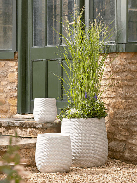 Three Honeycomb Planters - Light Grey