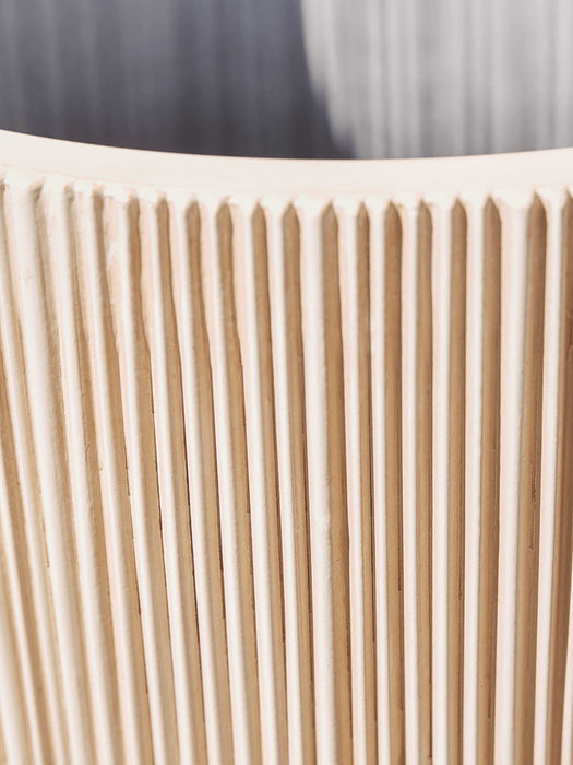 Two Fluted Plastic Tall Planters - Antique White