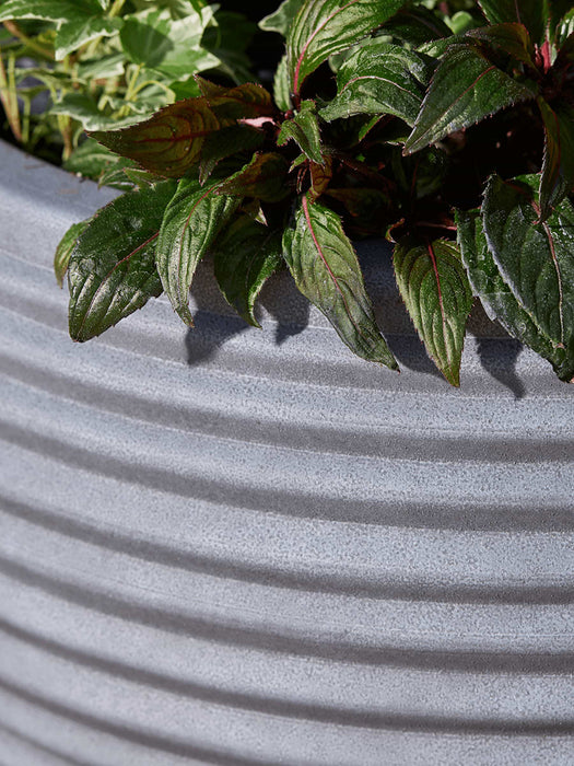 Three Ridged Plastic Curved Planters - Deep Grey