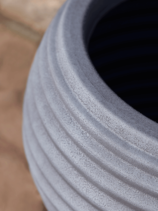 Three Ridged Plastic Curved Planters - Deep Grey